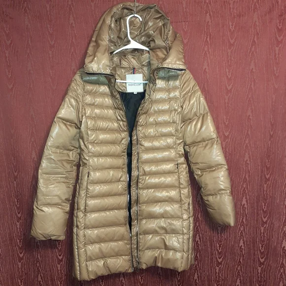 MONCLER PUFFER COAT LONG SLEEVE GOLDISH WOMEN'S SIZE 2 - Picture 2 of 14